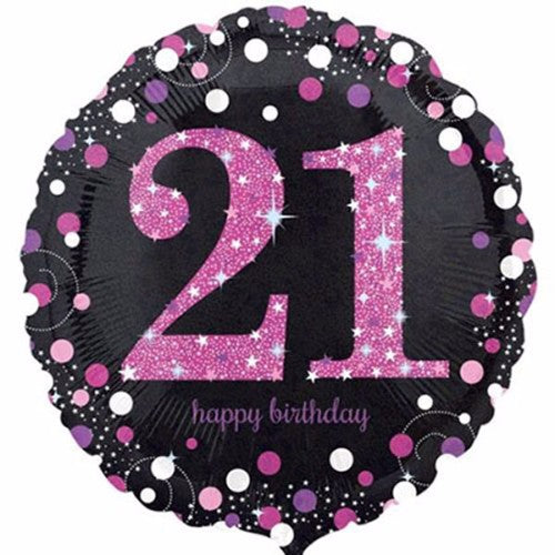 Balloon 45cm 21st Birthday Pink Celebration Holographic