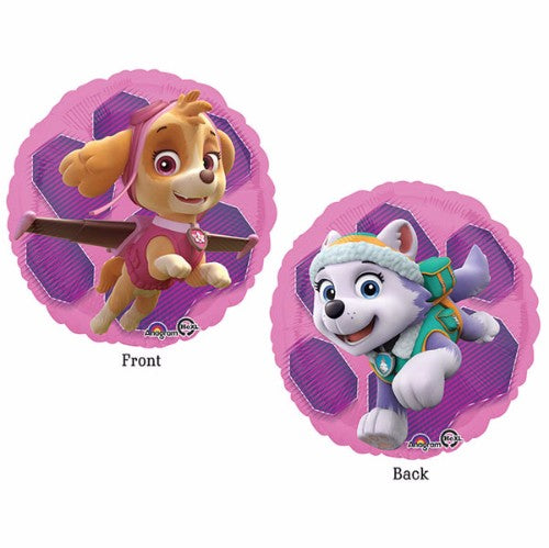 45cm Paw Patrol foil balloon featuring Skye and Everest, perfect for girls' birthday parties and celebrations.