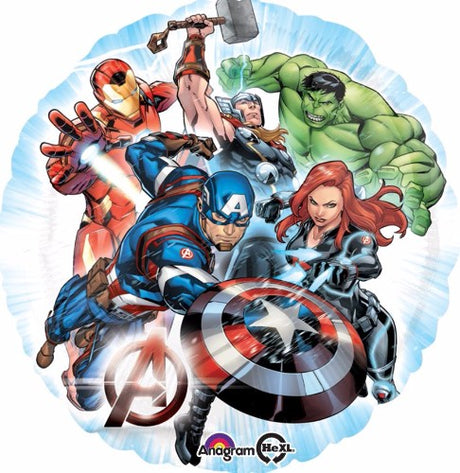 45cm Avengers Group foil balloon featuring vibrant superhero characters, perfect for themed celebrations and parties.
