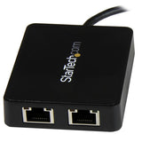 USB-C Dual Gigabit Ethernet Adapter with USB Type-A Port for Fast Wired Connectivity