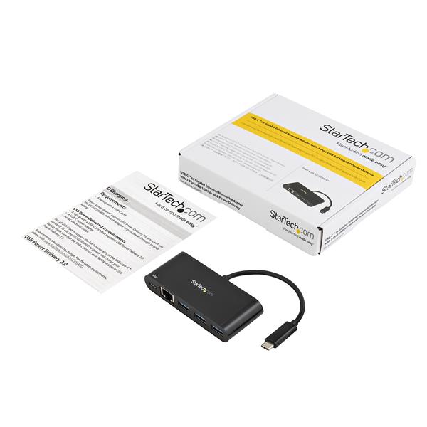 USB-C to Ethernet Adapter with 3-Port USB 3.0 Hub, Power Delivery & Gigabit Speed