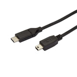 High-Speed USB-C to Mini-USB cable, 2m length for fast data transfer and charging of devices like smartphones and cameras.