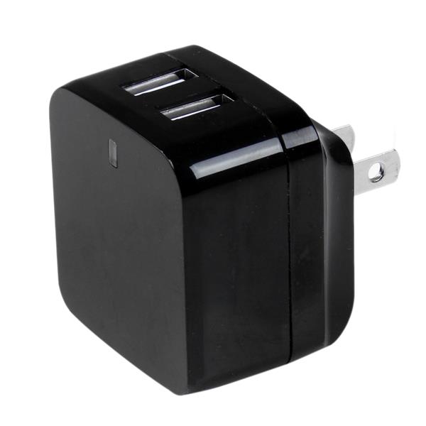 Dual-Port USB Wall Charger for International Travel - 17W 3.4A Universal Adapter - Black