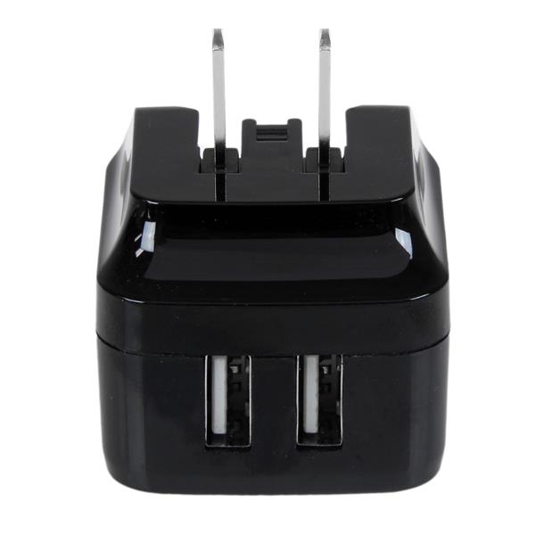 Dual-Port USB Wall Charger for International Travel - 17W 3.4A Universal Adapter - Black