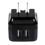 Dual-Port USB Wall Charger for International Travel - 17W 3.4A Universal Adapter - Black