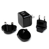 Dual-Port USB Wall Charger for International Travel - 17W 3.4A Universal Adapter - Black