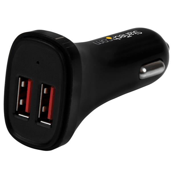 Dual-Port USB Car Charger, 24W/4.8A - Fast Charging for Smartphones & Tablets - Black