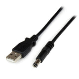 1m USB to 5.5mm Type N Barrel Power Cable for charging 5V devices, durable with lifetime warranty included.