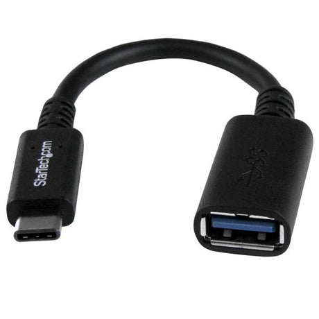 USB-C to USB-A adapter cable, 15cm long, for fast charging and data transfer between USB devices.