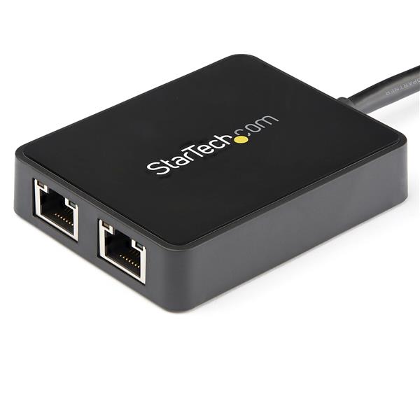 USB 3.0 Dual Port Gigabit Ethernet Adapter with Pass-Through USB Port - High-Speed NIC