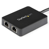 USB 3.0 Dual Port Gigabit Ethernet Adapter with Pass-Through USB Port - High-Speed NIC