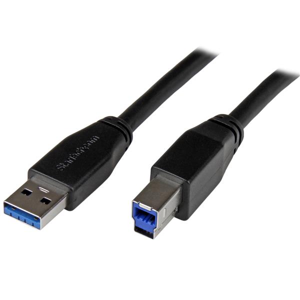 Active USB 3.0 USB-A to USB-B Cable - 5m (15ft) - High-Speed Data Transfer with Built-in Equalizer