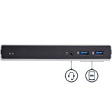 DVI Dual-Monitor Docking Station with HDMI & VGA, 5 USB 3.0 Ports, supports 2048x1152 resolution for enhanced multitasking.