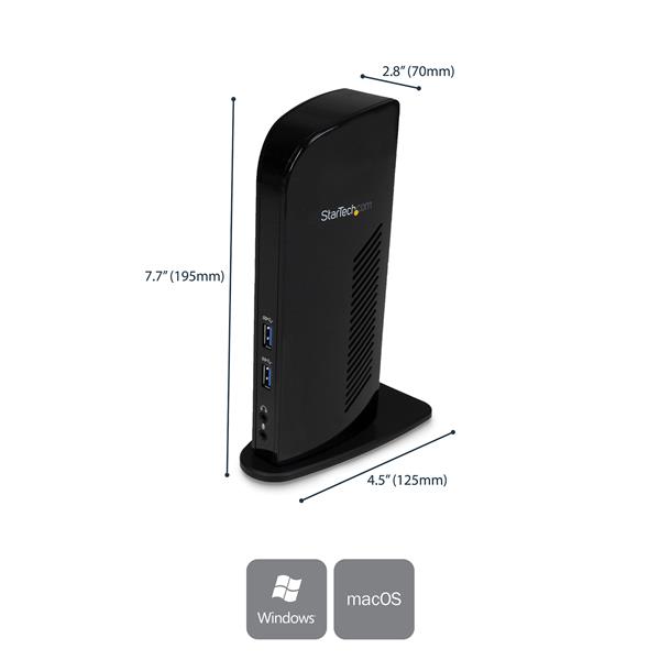 HDMI DVI Dual-Monitor Docking Station for Laptops - USB 3.0 with Gigabit Ethernet