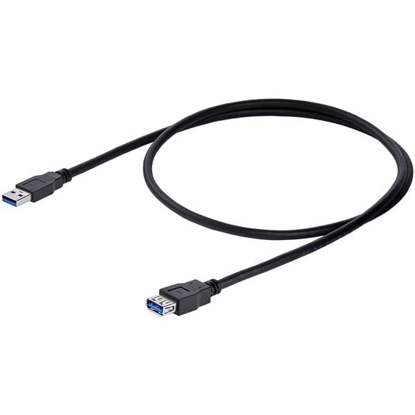 1m Black USB 3.0 Extension Cable A to A - SuperSpeed M/F for High-Speed Data Transfer