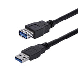 1m Black USB 3.0 Extension Cable A to A - SuperSpeed M/F for High-Speed Data Transfer