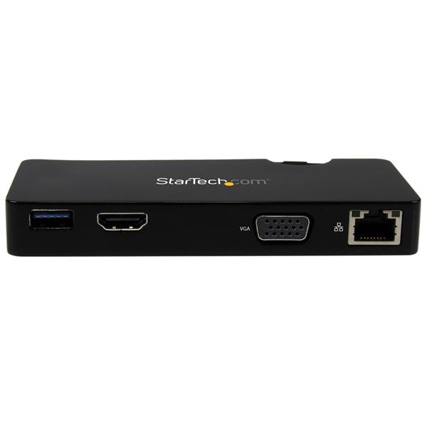 Compact Travel Docking Station for Laptops - USB 3.0, HDMI/VGA Output, Gigabit Ethernet