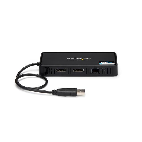 Dual 4K USB to DisplayPort Mini Dock with GbE LAN - TAA Compliant for Enhanced Productivity