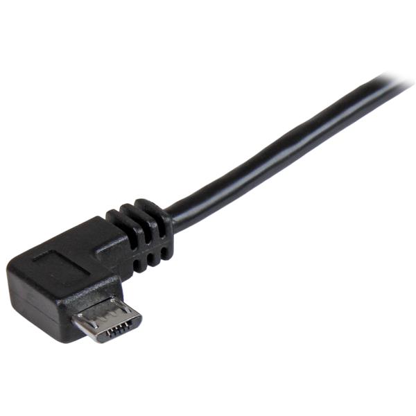 Micro-USB Charge-and-Sync Cable - 2m Right-Angle Connector - 24 AWG for Fast Charging