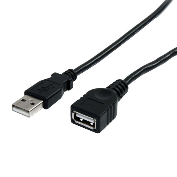 3m (10ft) USB 2.0 Extension Cable A to A Male/Female - Durable Black USB Extender for Printers, Scanners, and More