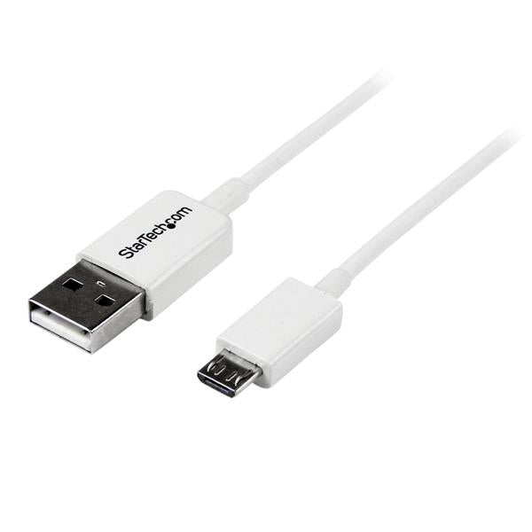 0.5m White Micro USB Cable - USB 2.0 A to Micro B for Fast Charging & Data Transfer