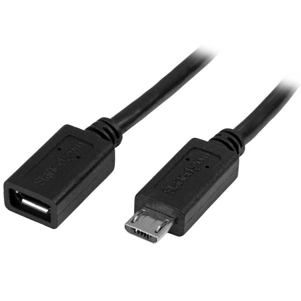 Micro-USB Extension Cable 0.5m (20in) - Male to Female Adapter for Phone & Tablet Connectivity