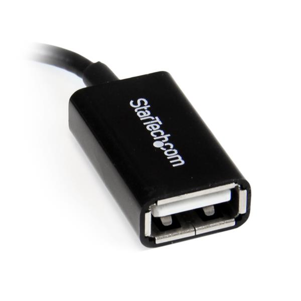 Right Angle Micro USB to USB OTG Host Adapter - 5in M/F Cable for Smartphones & Tablets