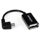 Right Angle Micro USB to USB OTG Host Adapter - 5in M/F Cable for Smartphones & Tablets