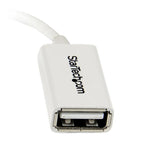 Premium 12cm White Micro USB to USB OTG Host Adapter - Connect USB Devices to Android