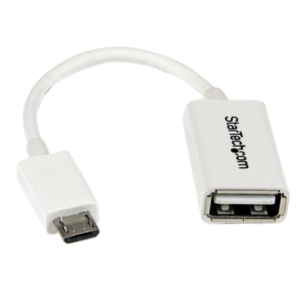 Premium 12cm White Micro USB to USB OTG Host Adapter - Connect USB Devices to Android