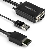 2m VGA to HDMI Converter Cable with Audio - 1080p Video Adapter for PC, TV, Projector