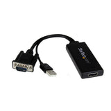 VGA to HDMI Adapter with USB Audio & Power - 1080p Portable Converter for Laptops & PCs