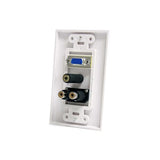 15-Pin Female VGA Wall Plate with Audio 3.5mm & RCA for Clean A/V Setup - White