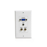 15-Pin Female VGA Wall Plate with Audio 3.5mm & RCA for Clean A/V Setup - White