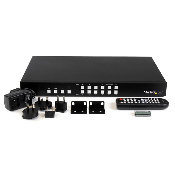 4x4 HDMI Matrix Switch with PIP Multiviewer, Remote Control, & Video Wall Support