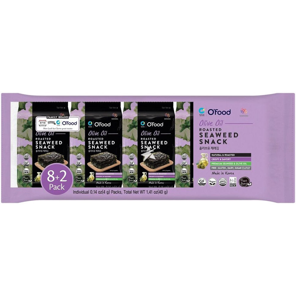O'Food Olive Oil Roasted Purple Seaweed Snack 40g - Pack of 8