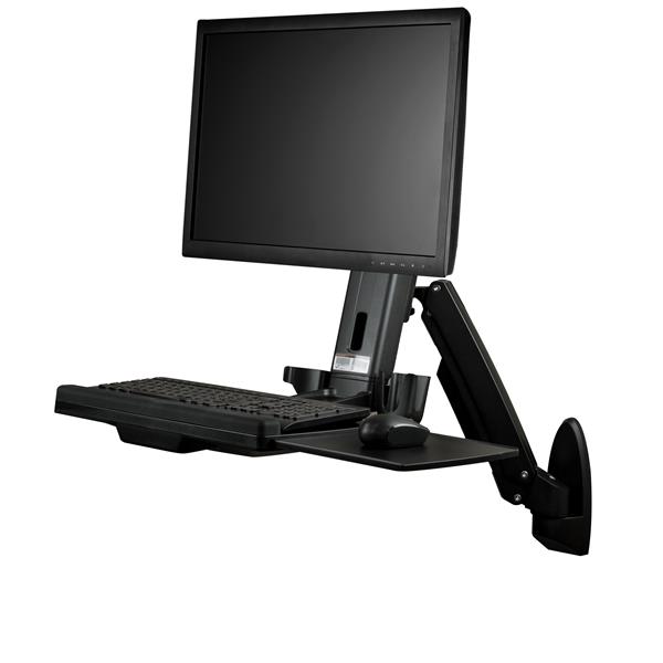 Ergonomic Wall-Mounted Sit-Stand Desk for Single Monitor - Adjustable Height & Space-Saving Design