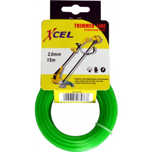 Trimmer Line For Weedeaters Green  15mx2.0mm Xcel