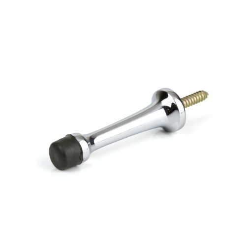 Wall Mounted Door Stop with Lag Screw - Solid Brass - Chrome Plated