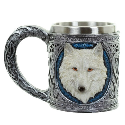Tankard - Decorative White Wolf (15cm)