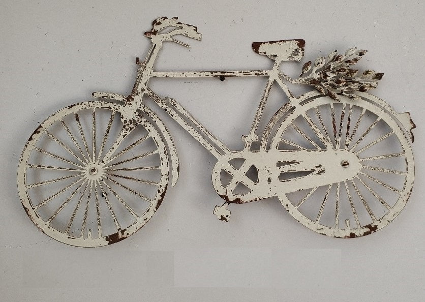 Wall Art - DISTRESSED WHITE BICYCLE (62 x 39cm)