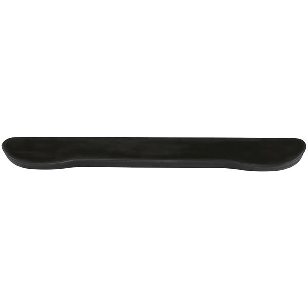 Black foam keyboard wrist rest providing ergonomic support and comfort for reduced wrist strain during typing.