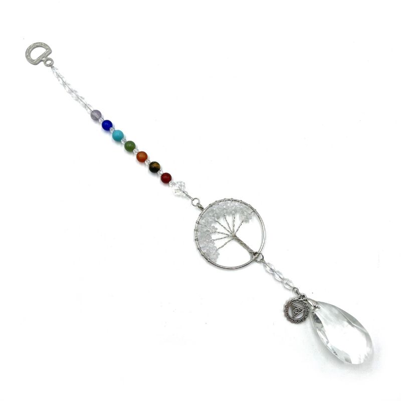 Suncatcher - Tree of Life Throat Chakra Clear Quartz (32.5cm)