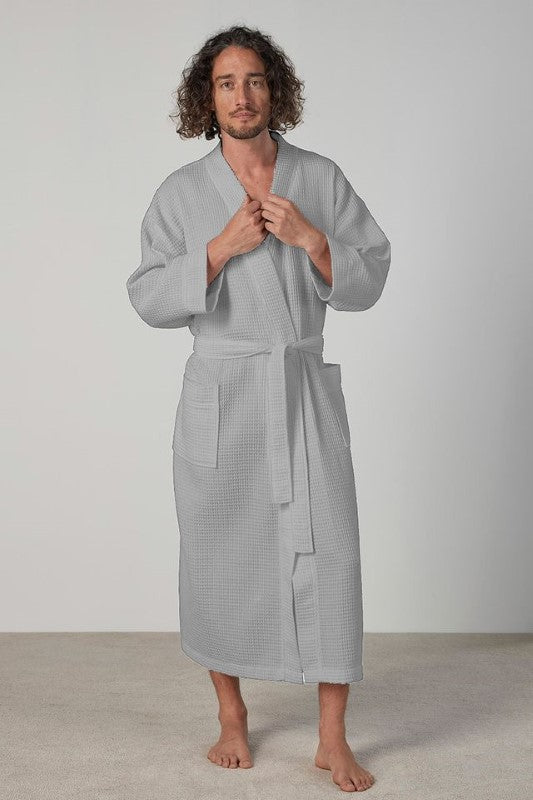 Waffle 50/50 Bathrobe / Robe - Grey (One Size) - BAKSANA