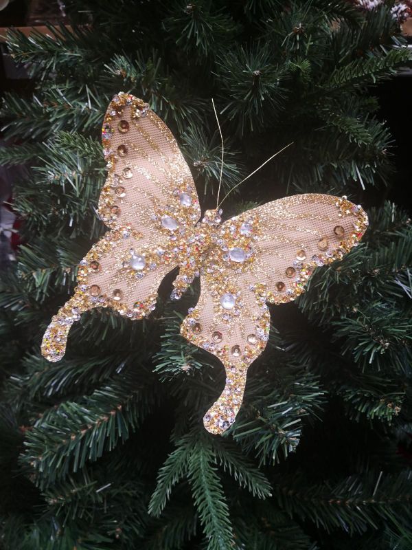 Butterfly w/Diamonds -  Large (Gold)