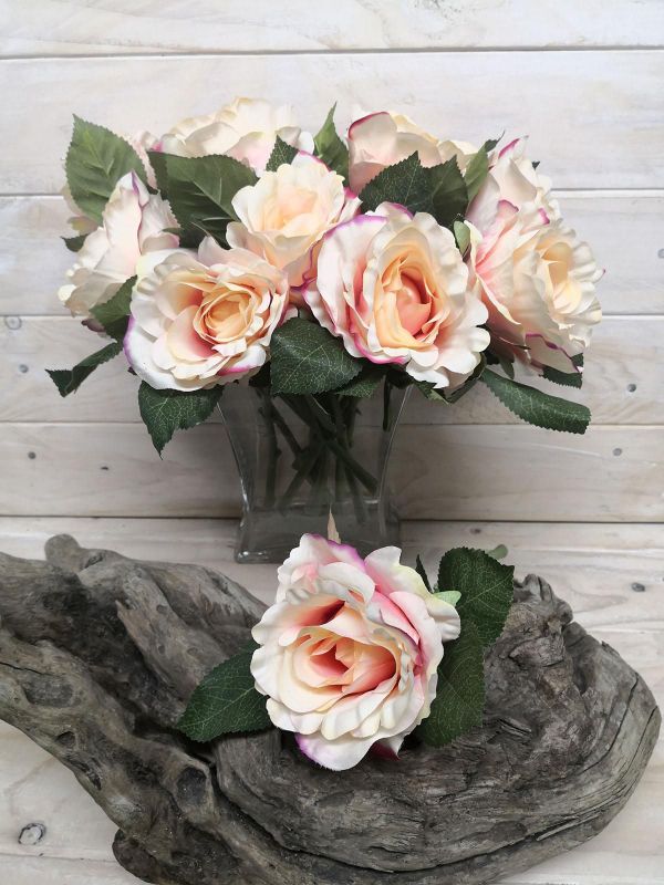 Artificial Cut Rose Stem (Peach)