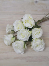 Artificial Rose Bud Bundle with 8 Flowers (White)