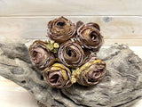 Artificial Rose Posies - Dry Look with 6 Flowers (Coffee)