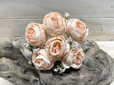 Artificial Rose Posies -  Dry Look with 6 Flowers (Peach)