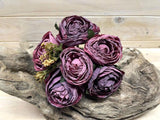 Artificial Rose Posies -  Dry Look with 6 Flowers (TT Wine)